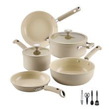 Farberware TrueCook 12pc Ceramic Cookware Set, Dishwasher and Oven Safe, Taupe