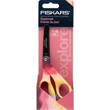 Fiskars Explore 8-inch Fashion Non-Stick Scrapbook Scissors, Daybreak, 1 Piece, Everyday Adult Scissors