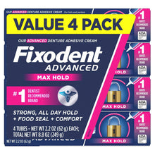 Fixodent Advanced Denture Adhesive, Max Hold, 2.2 oz., 4 pk.