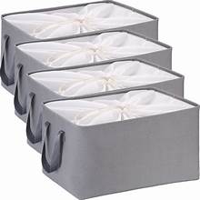 Foldable Clothes Storage Bags, Set of 4, Polypropylene Board, Gray, for Organizing Bedroom, Closet, Clothing, Comforters (9 Grid)