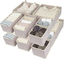 Foldable Drawer Closet Organizers, 12+1-Grid Option for Underwear, Socks, Belts and Ties, Pack of 4
