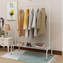 Freestanding Garment Rack, Single Rod, White, Multi-Functional Clothing Hanger for Bedroom, Sturdy and Stylish Clothes Rack