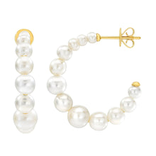Freshwater Cultured 2.5-6mm Graduated Pearl 14kt Yellow Gold Hoop Earrings