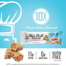 Genius Gourmet SKIPPY Peanut Butter Flavor Inspired Protein Nut Roll Bars | 10 Count, 11g Protein per serving (18% DV), 0g Added Sugar, Carb Conscious Snack Bar, Gluten Free