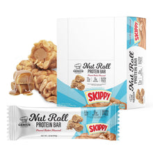 Genius Gourmet SKIPPY Peanut Butter Flavor Inspired Protein Nut Roll Bars | 10 Count, 11g Protein per serving (18% DV), 0g Added Sugar, Carb Conscious Snack Bar, Gluten Free