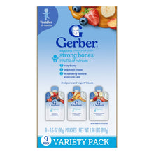 Gerber Fruit & Yogurt, Toddler Food Variety Pack, 3.5 oz Pouches (9 Pack)