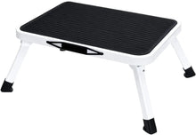 Gianna Foldable Step Stool with Non-Slip Platform & Rubber Feet, 1-Step Ladder with Carrying Handle, 330lbs Capacity Sturdy Metal Foldable Stool for Indoor & Outdoor Use，Black