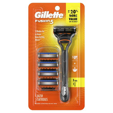 Gillette Fusion5 Manual Razor Blade Men, 1 Handle and 5 Blade Refills, Black