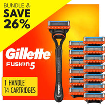 Gillette Fusion5 Manual Razor Bundle with 14 Blade Cartridge Refills
