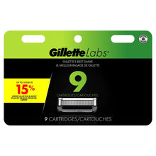 Gillette Labs Men's Razor Blade Refills with Exfoliating Bar, Green, 9 Refills
