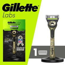 Gillette Labs Salute to Service 5-Blade Manual Razor Bundle with 12 Blade Cartridge Refills, Green Camo (Walmart Exclusive)