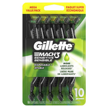 Gillette Mach3 Sensitive Men's Disposable Razors, 10 Count