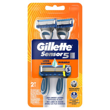Gillette Sensor5 Men's Disposable Razors, 2 Count