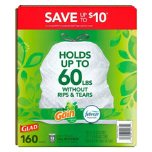 Glad ForceFlex 13-Gallon Kitchen Trash Bags, Gain Original Scent + Febreze, 160 ct.
