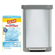 Glad Stainless Steel Trash Can and Bag Bundle