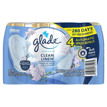 Glade Automatic Spray Air Freshener Refills, Clean Linen, 4 ct.