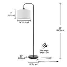 Globe Electric Barden Floor Lamp in Matte Black with Linen Shade and LED
