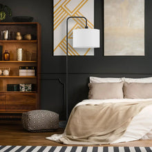 GlobeElectricBardenFloorLampinMatteBlackwithLinenShadeandLED4 - Brands For Less USA