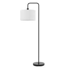 Globe Electric Barden Floor Lamp in Matte Black with Linen Shade and LED