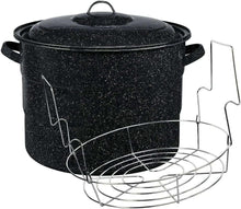 Granite-Ware-Enamel-on-Steel-21-5-Quart-Water-Bath-Canner-with-lid-Jar-Rack-Speckled-Black-67144_9803_1 - USA Mega Market