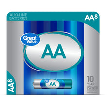 Great Value Alkaline AA Batteries, 8 Count (Plastic Free Packaging)