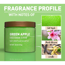 Green Apple Shea Sugar Scrub with Exfoliating Skin Benefits - 18 oz (PACK OF 3)