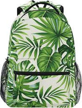 Green Leaves Backpack for women/mother, Watercolor Eucalyptus and Palm Leaf Design, for Travel, Hiking, Laptop Storage