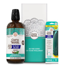 GuruNanda Oil Pulling Oral Rinse + Tongue Scraper Variety Pack Set