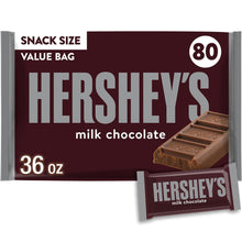 Barras de chocolate con leche HERSHEY'S, tamaño snack, 80 unidades.