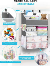Hanging Baby Diaper Caddy Organizer, Grey, with Paper Pocket, for Crib, Changing Table, Playard, Nursery