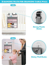 Hanging Baby Diaper Caddy Organizer, Grey, with Paper Pocket, for Crib, Changing Table, Playard, Nursery