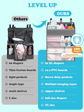 HangingBabyDiaperCaddyOrganizer_Grey_withPaperPocket_forCrib_ChangingTable_Playard_Nursery1 - USA Mega Market