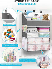 HangingBabyDiaperCaddyOrganizer_Grey_withPaperPocket_forCrib_ChangingTable_Playard_Nursery2 - USA Mega Market