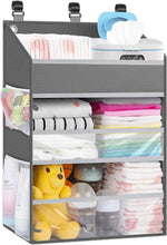 HangingBabyDiaperCaddyOrganizer_Grey_withPaperPocket_forCrib_ChangingTable_Playard_Nursery - USA Mega Market