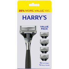 Harry's Winston Razor Handle for Men, Includes 5 Razor Blade Cartridges, Ink Chrome