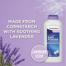 HealthWise Corn Starch Baby Powder | Soothing Lavender Scent | Talc Free | Paraben & Phthalate Free | Absorbs Moisture | 15 oz (425g)