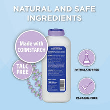 HealthWise Corn Starch Baby Powder | Soothing Lavender Scent | Talc Free | Paraben & Phthalate Free | Absorbs Moisture | 15 oz (425g)