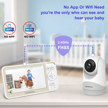 HelloBaby Video Baby Monitor-HB6256 with Remote Pan-Tilt and Zoom, 1000ft Long Range, No WiFi, 5.0" LCD, Night Vision, Lullabies, and Two-Way Audio