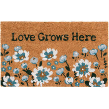 Home Decor Collection Blue Floral Loves Grows Here Outdoor Doormat, 18"x30"