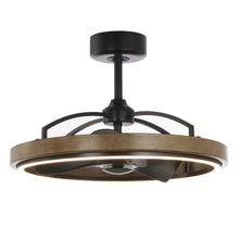 Ventilador Homestead de 6 velocidades con estructura de acero y acabado de madera envejecida