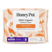 Honey Pot 100% Organic Cotton Cover Cotton Comfort Heavy Flow Overnight Pads, 11ct (PACK OF 3 )