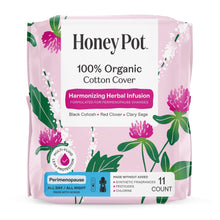 Honey Pot 100% Organic Cotton Cover Peri-menopause All Day and Night Pad, 11 Count (PACK OF 3 )