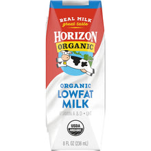 Horizon, leche orgánica baja en grasa, 8 oz, paquete de 18 unidades