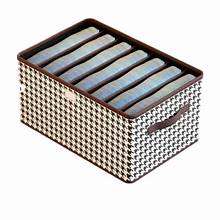 Houndstooth Collapsible Closet Organizer, 9-Grid, Transparent Lid, for Pants, Shirts, Underwear, Black and White, Pack of 4 (9)