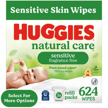 Huggies Natural Care Sensitive Baby Wipes, Unscented, 3 Refills, 624 Total Count (Select for More)