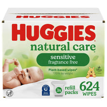 Huggies Natural Care Sensitive Baby Wipes, Unscented, 3 Refills, 624 Total Count (Select for More)