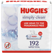 Huggies Simply Clean Unscented Wipes, 3 Flip-Top Packs, 192 Total Count