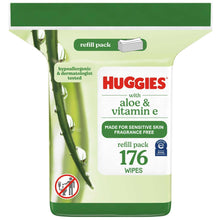 Huggies Wipes with Aloe & Vitamin E, Unscented, 1 Refill Pack, 176 Total Count