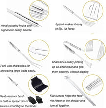 Heavy-Duty Rose Wooden BBQ Grill Tool Set, 15PCS Extra Thick Stainless Steel, Grilling Accessories Kit