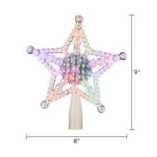 Estrella iridiscente con cuentas y luces LED para la punta del árbol de Navidad, 19 cm (7,5"), de Holiday Time 